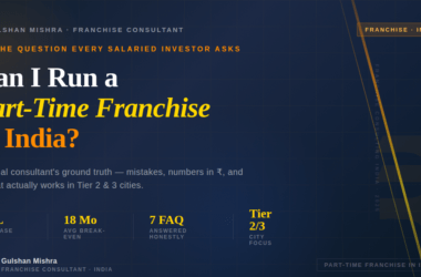 Part-time franchise owner reviewing business in India