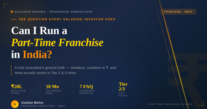 Part-time franchise owner reviewing business in India